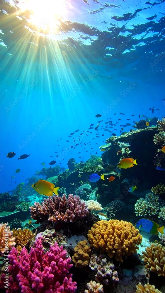 Naklejka premium Underwater Coral Reef Scene (5)