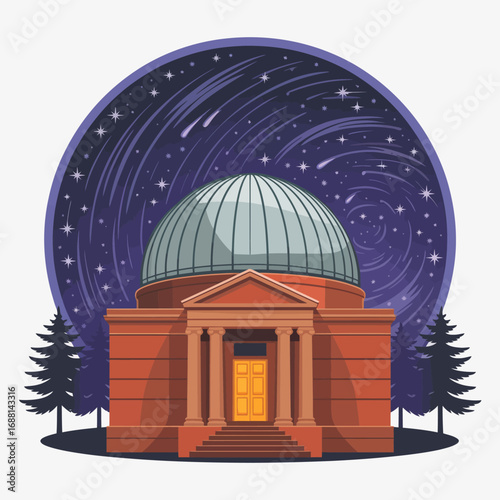 This splendid observatory dome showcases the enchanting night sky filled with stars, representing humanity's thirst for exploration and understanding of the universe.