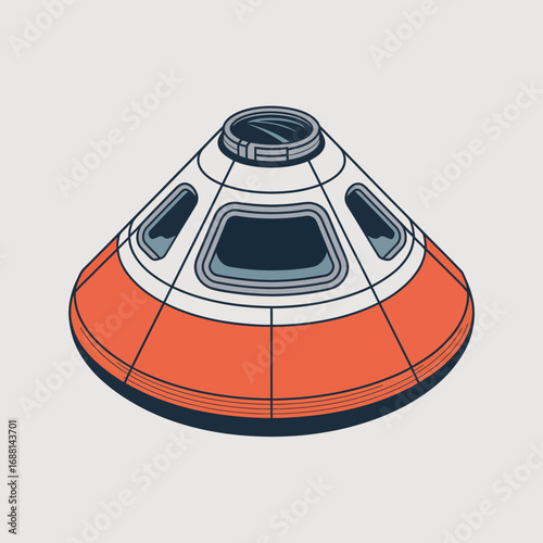 A beautifully designed image showcases a stylized space capsule, embodying themes of exploration and adventure in space travel, surrounded by an artistic interpretation of the universe.