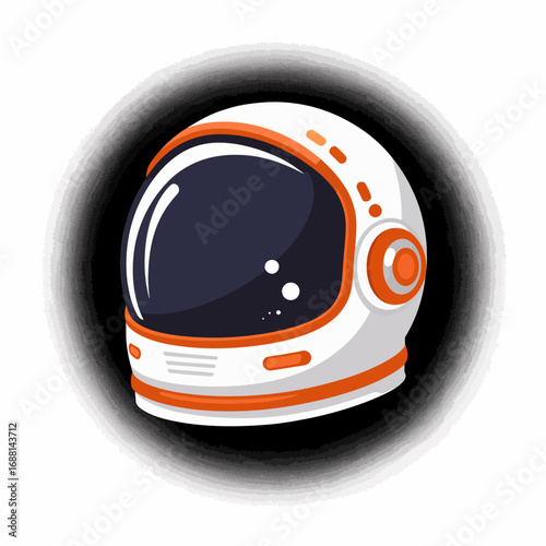 This artistic astronaut helmet design features vibrant colors and a playful illustration style, symbolizing the joy and excitement of space exploration and human imagination.