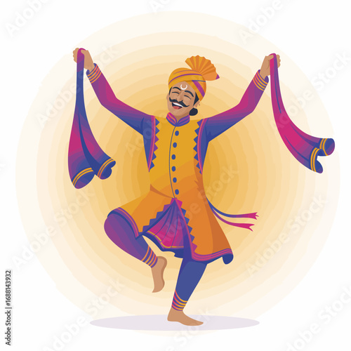 A smiling dancer elegantly performs with colorful scarves, showcasing the exuberance and vibrancy of cultural dance traditions through joyful expressions and movements.