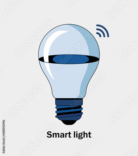 A stylish representation of a smart light bulb featuring a minimalist design and a wireless signal symbol, capturing the essence of innovation in contemporary lighting solutions.