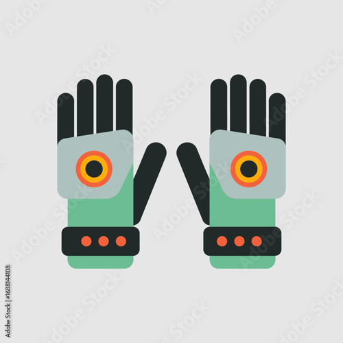 A stylish representation of tech gloves featuring unique visual elements, showcasing their potential for enhancing virtual reality experiences and technological interaction.