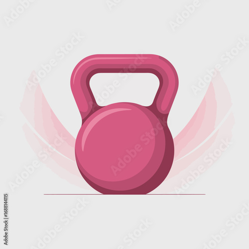 A vibrant pink kettlebell stands out on a white background, symbolizing fitness and strength in a modern and appealing design that resonates with active lifestyles.