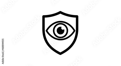 Protective shield icon with a watchful eye symbol for security and privacy concepts.