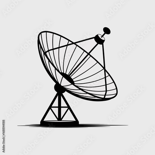 This artistic rendering of a satellite dish highlights its sleek structure, strategically positioned to receive signals, symbolizing the intersection of technology and modern communication.