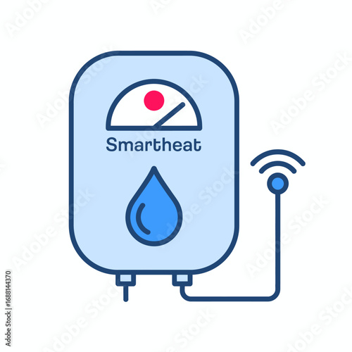 A modern water heater unit featuring a digital display and wireless communication, emphasizing smart technology for efficient home water heating solutions.