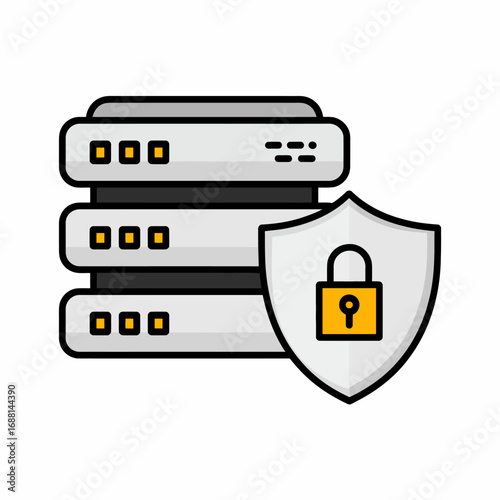 An elegant visual representation of server stacks paired with a shield, indicating the importance of cybersecurity in data management and digital storage solutions today.