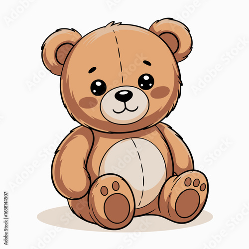 Charming teddy bear illustration with a delightful expression, showcasing brilliantly colored details, perfect for children's products, gifts, or branding.