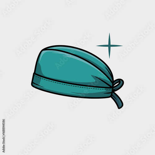 This vibrant teal surgical hat features a playful sparkle effect, showcasing a modern aesthetic that blends functionality with a hint of flair in healthcare attire.