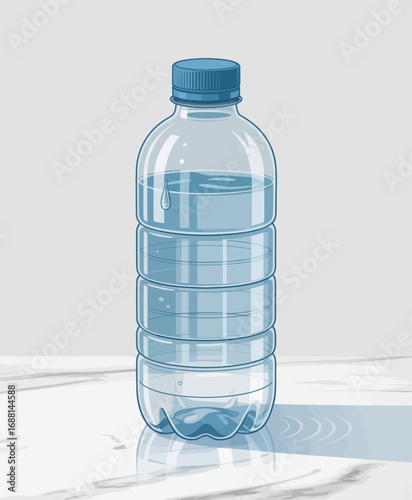 An illustrated water bottle showcasing a design element with a droplet, conveying the essence of hydration and its significance in maintaining health and well-being in a creative style.