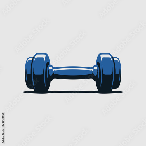 A striking blue dumbbell placed on a smooth, light surface, epitomizing fitness culture, strength training, and a healthy lifestyle, ideal for gym enthusiasts and fitness branding.