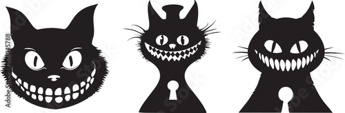 Cheshire cat vector designs black silhouette alice wonderland halloween spooky art