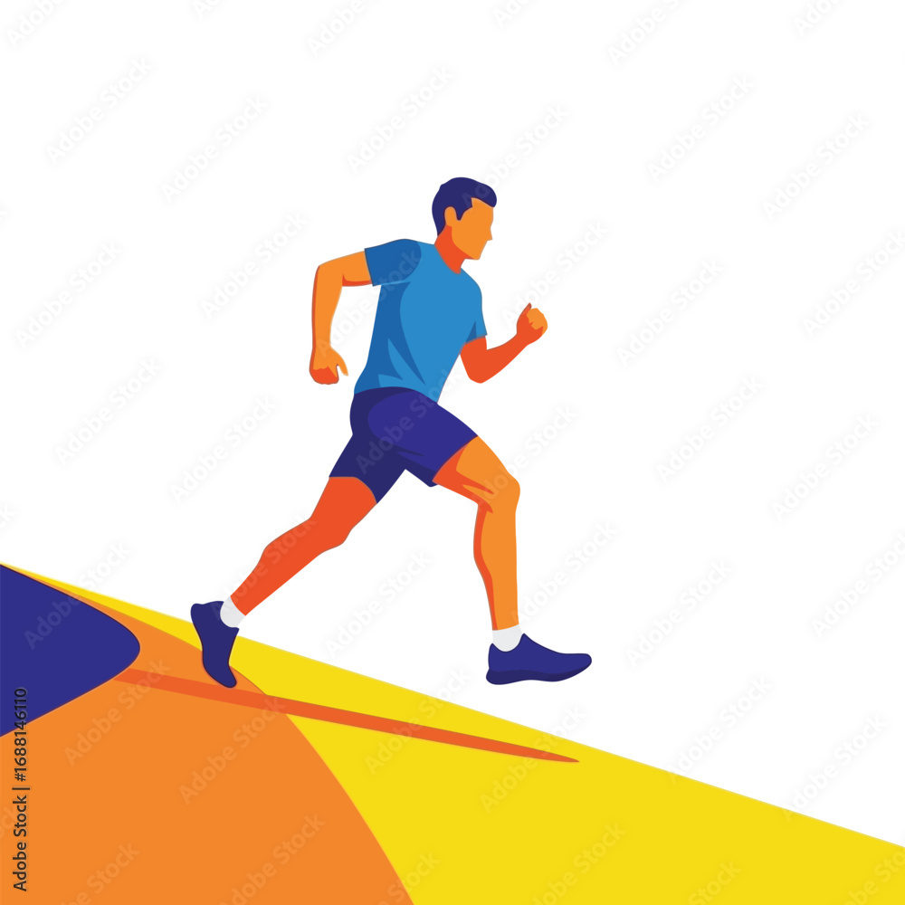 Obraz premium A stylized illustration of a man running uphill, showcasing movement and energy.