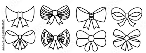 Bows line icons set. png