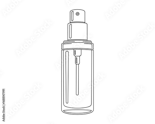 Outline Illustration of a Spray Bottle for Perfume or Cosmetics, Clean Minimalist Style