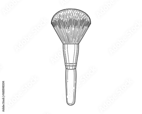 Elegant powder brush illustration, a beauty tool for makeup application and contouring.