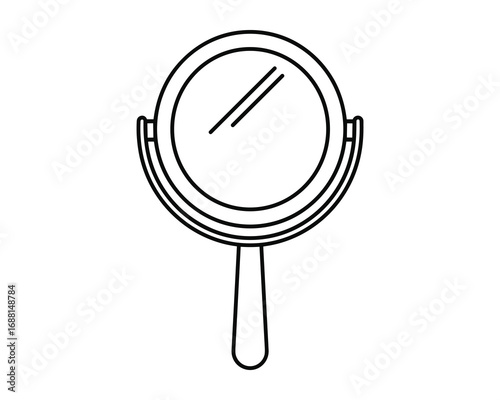Elegant Hand Mirror Outline: Minimalist Vector Illustration for Beauty and Vanity Needs.