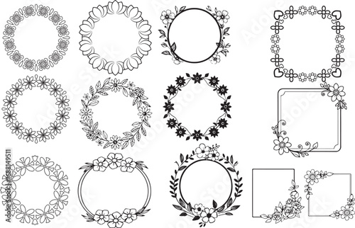 set of floral frames