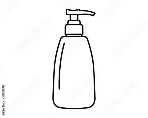 Outline drawing of a pump bottle, perfect for lotion, shampoo or hand sanitizer.