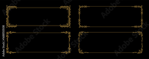 collection of classic corner golden swirl frame for royal invitation