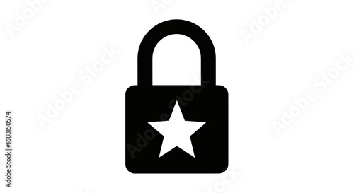 Black Solid Security Lock with Star Icon.