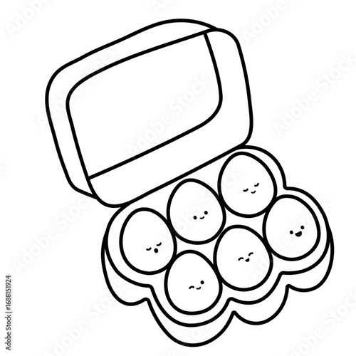 Cute Eggs in Cartoon Egg Carton Doodle Illustration
