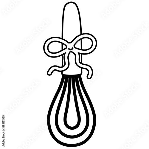 Whisk with Pink Ribbon Doodle Illustration
