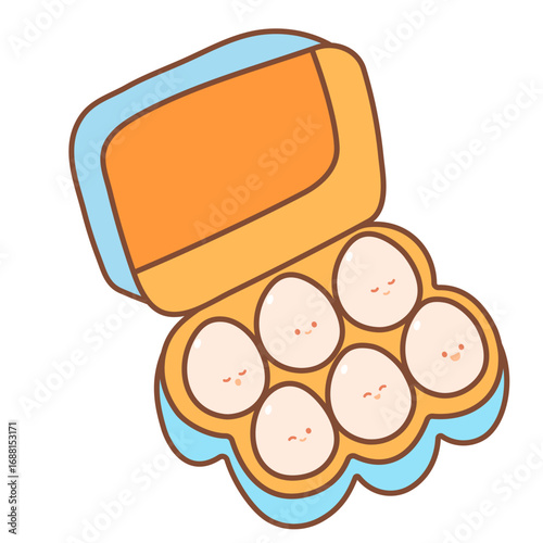 Cute Eggs in Cartoon Egg Carton Illustration
