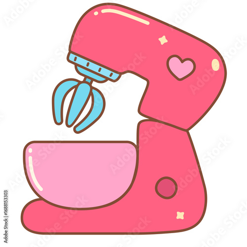 Cute Pink Kitchen Mixer Illustration

