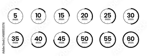 isolated 5 to 60 minute countdown timer clock sign in collection