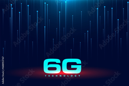 super fast 6g mobile network techno lines background