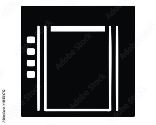 Monochrome ATM Machine Icon with Buttons and Display Window Illustration