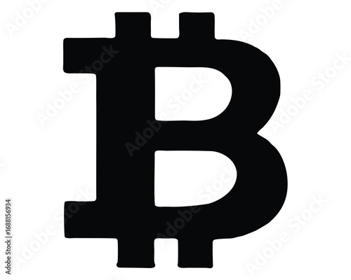 Simple Black and White Bitcoin Symbol Representation on a Plain Background