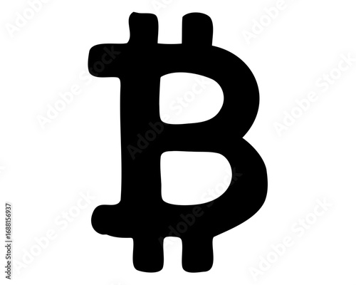 Black Bitcoin Symbol Illustration on White Background Representing Cryptocurrency and Technology