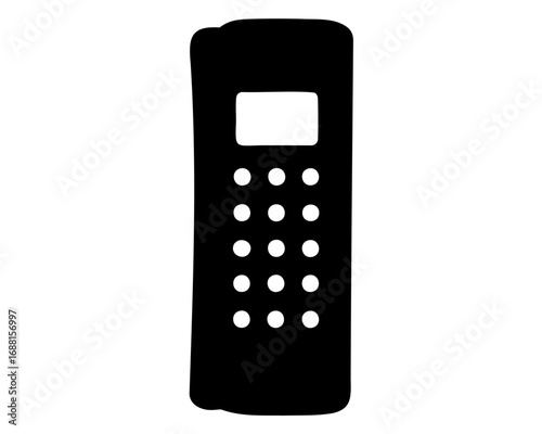 Simple Black and White Cordless Phone Silhouette with Buttons and Display