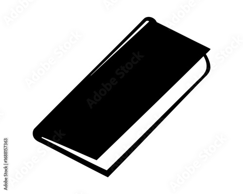 Simplified Black and White Silhouette Illustration of a Closed Book Object