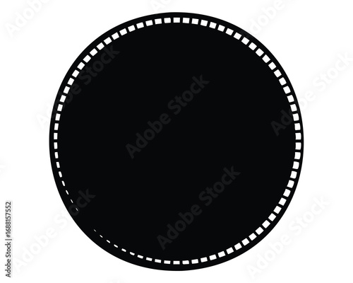 Black circle with segmented border pattern on a white background illustration