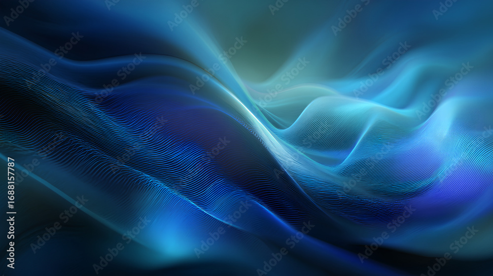 Obraz premium blue fractal glass gradient colorful wave blurred background, noise textured abstract transparent glass trendy wallpaper, for web, banner, fashion, technology Stock Illustration