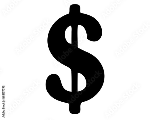 Simple black dollar sign on a plain white background illustration image