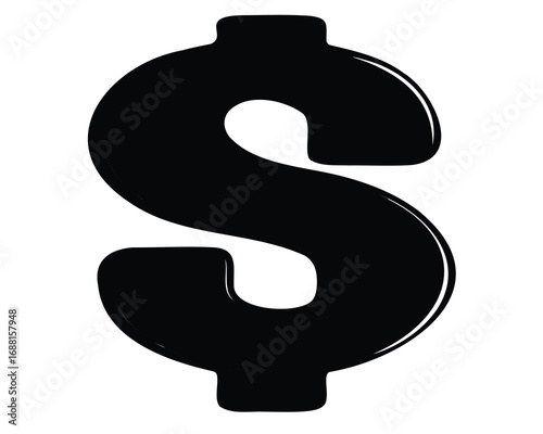 Bold black dollar sign representing money, finance, and economic concepts