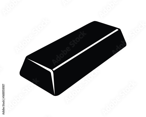 Stylized black gold bar or ingot illustration on white background