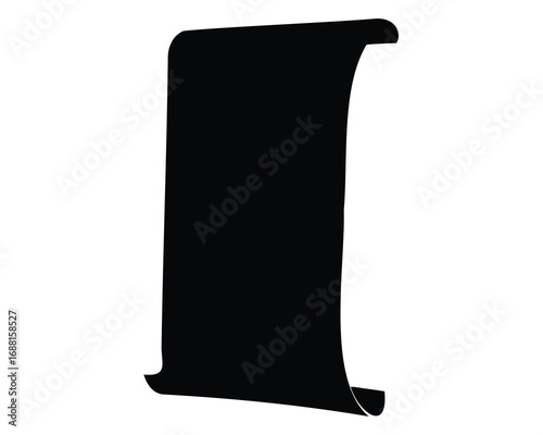 Black scroll silhouette on white background ideal for presentations and web design
