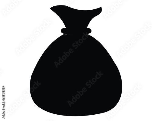 Monochrome silhouette of a tied sack with vintage or money connotations