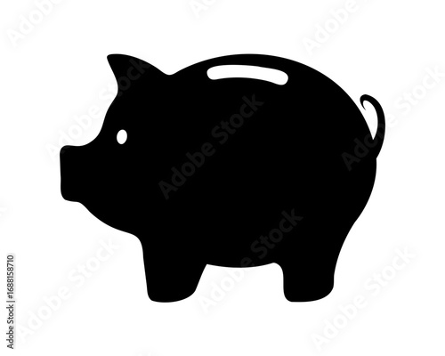 Black silhouette of a piggy bank symbolizing savings and financial security