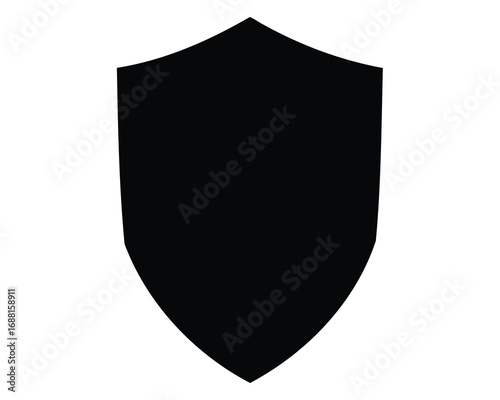 Simple black heraldic shield with pointed base on white background graphic