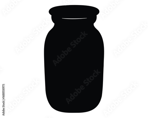 Silhouette of vintage glass bottle container on white background vector art