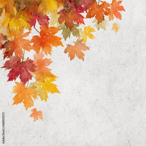 Autumn leaves cascade on textured paper