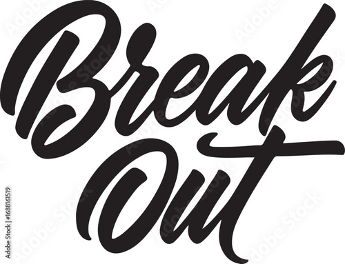  Break out in silhouette with calligraph style white background.