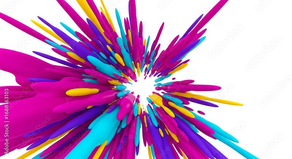 Fototapeta premium Explosion of colorful abstract shapes and lines isolated on white background